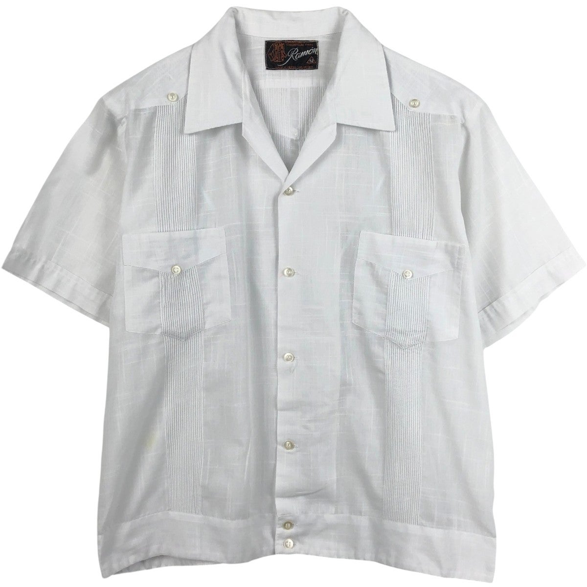 は*山様 The Havanera Co. キューバシャツ 半袖 ホワイト 古着 the Havanera co. 半袖 オープンカラー メキシカンシャツ