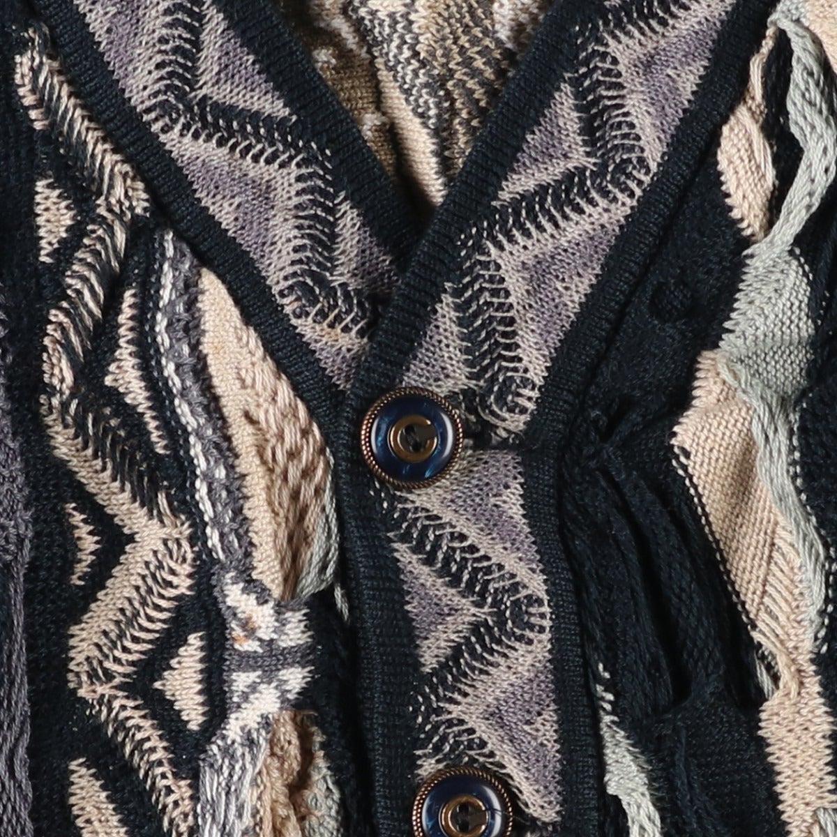 古着 90年代 クージー COOGI 総柄 3Dニットカーディガン