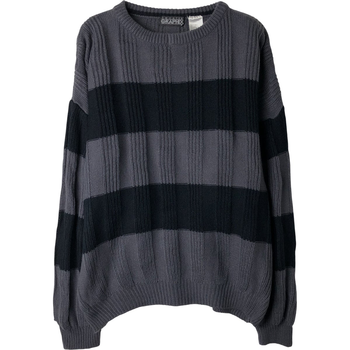 古着 GREAT AMERICAN SWEATER CO. マルチボーダー リブ編み タートルネック アクリルニットセーター レディースS相当/eaa616850 古着 GREAT AMERICAN SWEATER CO. マルチボーダー リブ編み