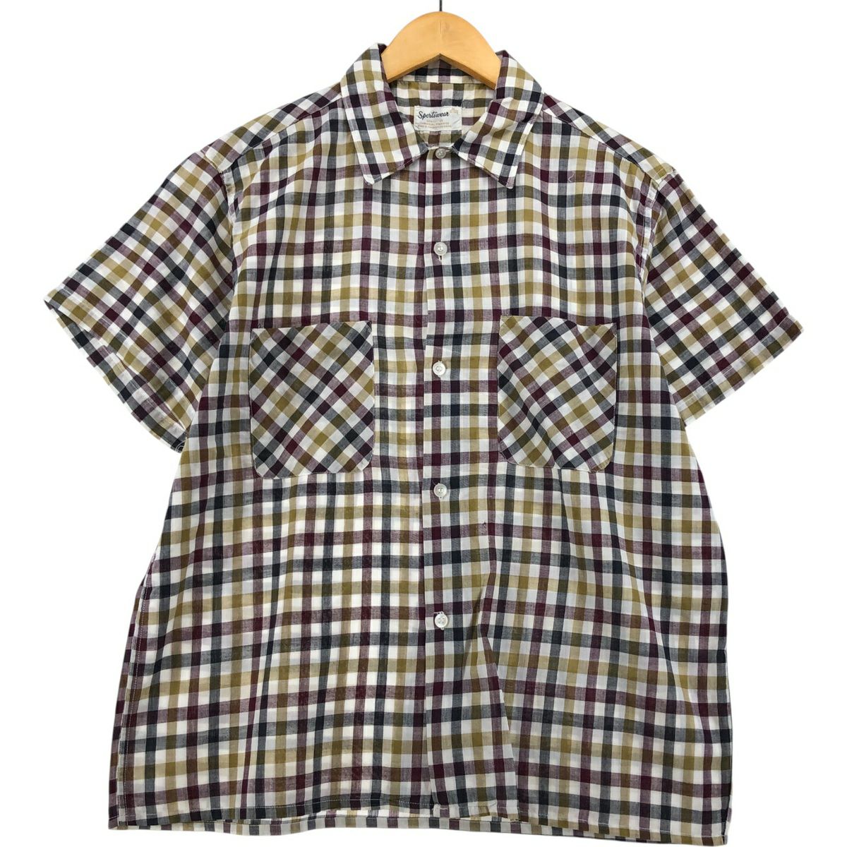 used vintage 古着 ヴィンテージ メンズシャツ　ワイド 古着 70年代 ドット柄 ワイドカラー 半袖 コットンシャツ ボックス