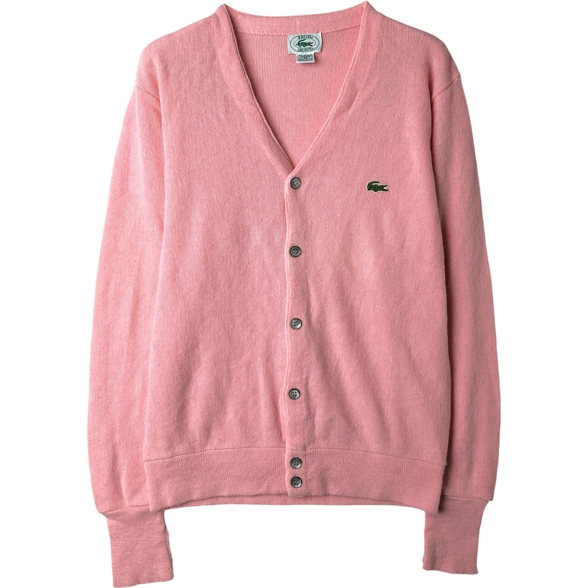 【IZOD Lacoste】80〜90s ピンク カーディガン USA製 SALE] IZOD LACOSTE ラコステ USA製 80〜90年代 アクリル カーディガン