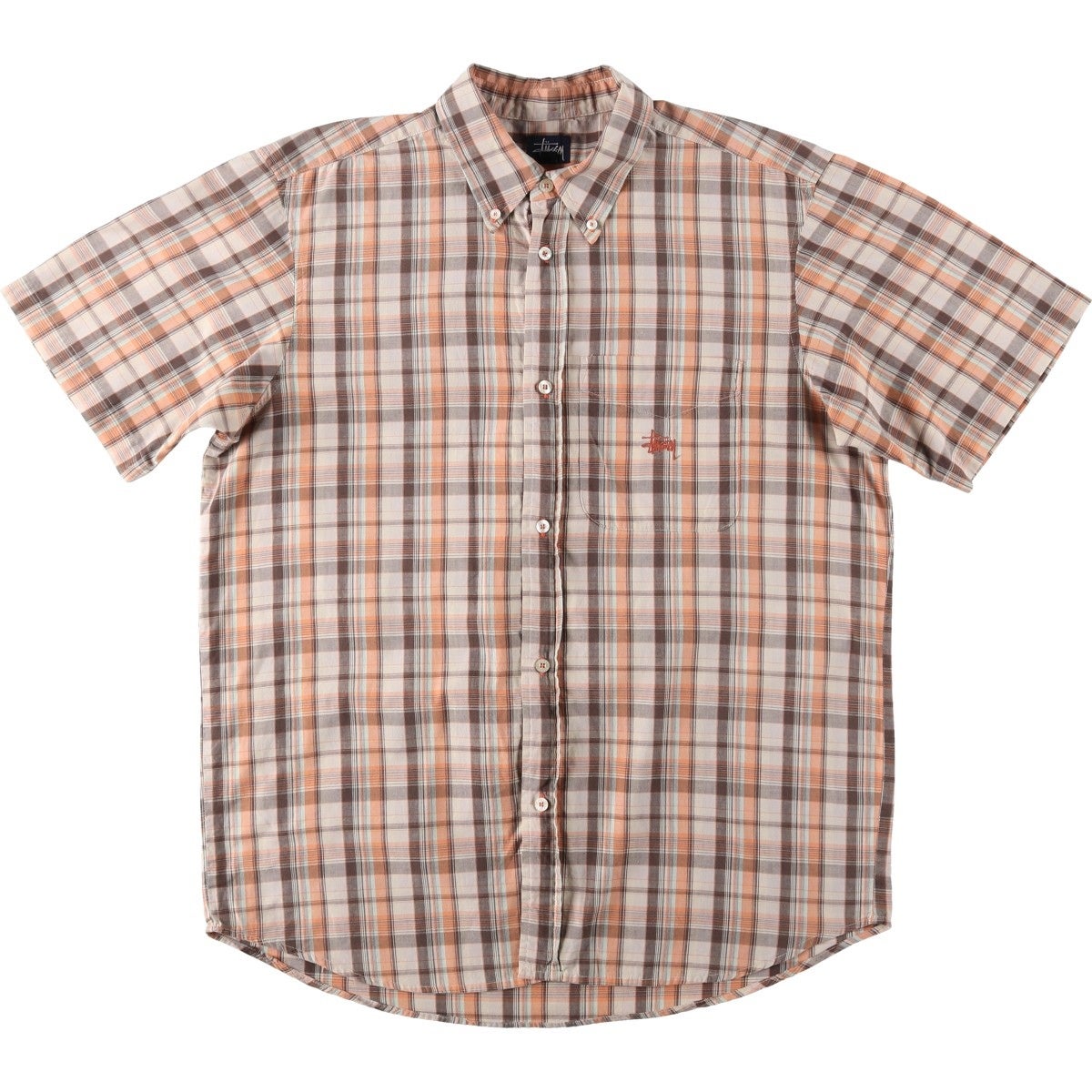 古着 90年代 ステューシー STUSSY 半袖 ボタンダウン チェックシャツ