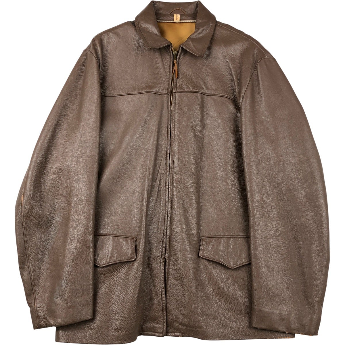 CHEVIGNON ブラウンレザージャケット BROWN LEATHER MOTOR JACKET - Chevignon