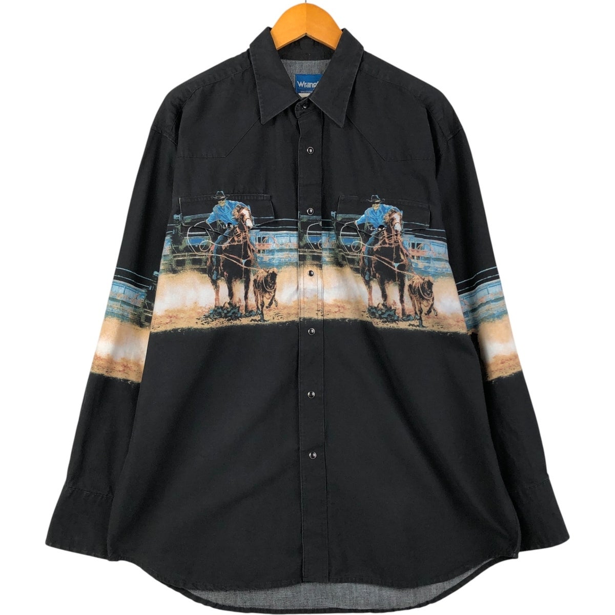 古着 ラングラー Wrangler 総柄 ネイティブ柄 フリースプルオーバー