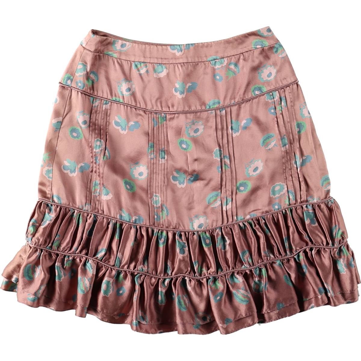 古着 マークジェイコブス MARC JACOBS 総柄 花柄 フリル シルク 台形