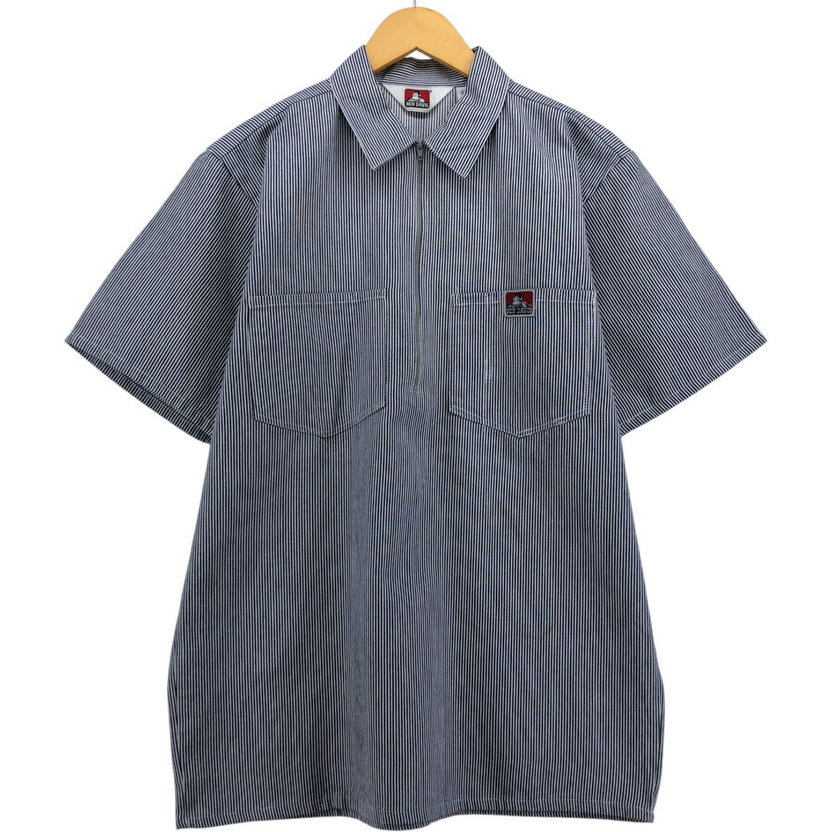 古着 90年代 ベンデイビス BEN DAVIS ハーフジップ 半袖 ワークシャツ