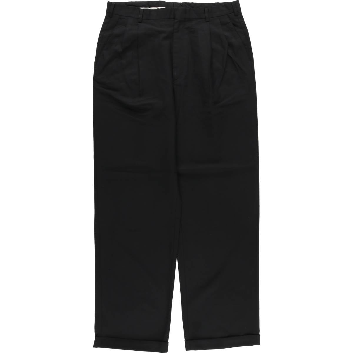 80s Zanella 4タック スラックス W34×L30 ウール ワイド 古着 Zanella ツータック ウールパンツ スラックス イタリア製 メンズ
