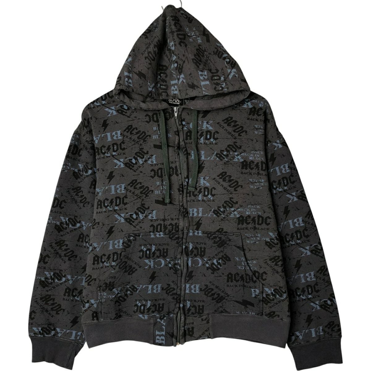 古着 AC/DC エーシーディーシー 総柄 バンド スウェットフルジップパーカー メンズM相当/eaa571683 古着 AC/DC エーシーディーシー 総柄 バンド スウェットフルジップ