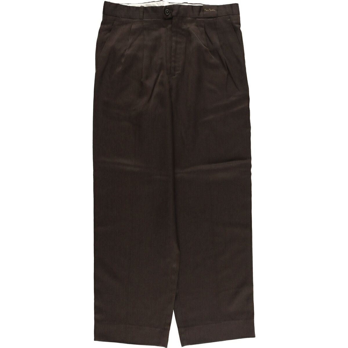 ピエールカルダン メンズ スラックス ビンテージ ワイドパンツ 黒 2タック 古着 ピエールカルダン PIERRE CARDIN ワンタック ウールパンツ