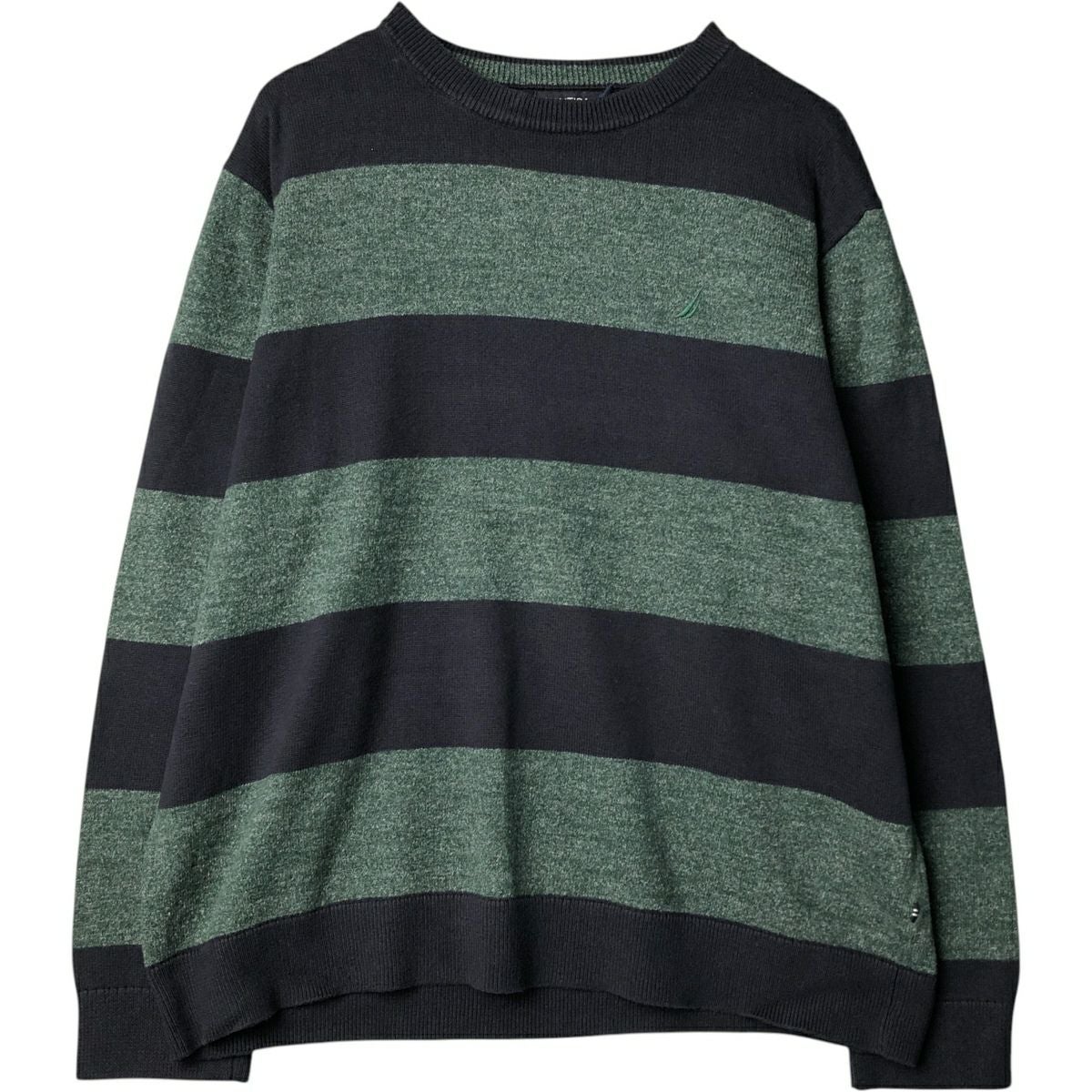 古着 ランズエンド Lands End チェック柄 ボーダー柄 長袖 ラガー