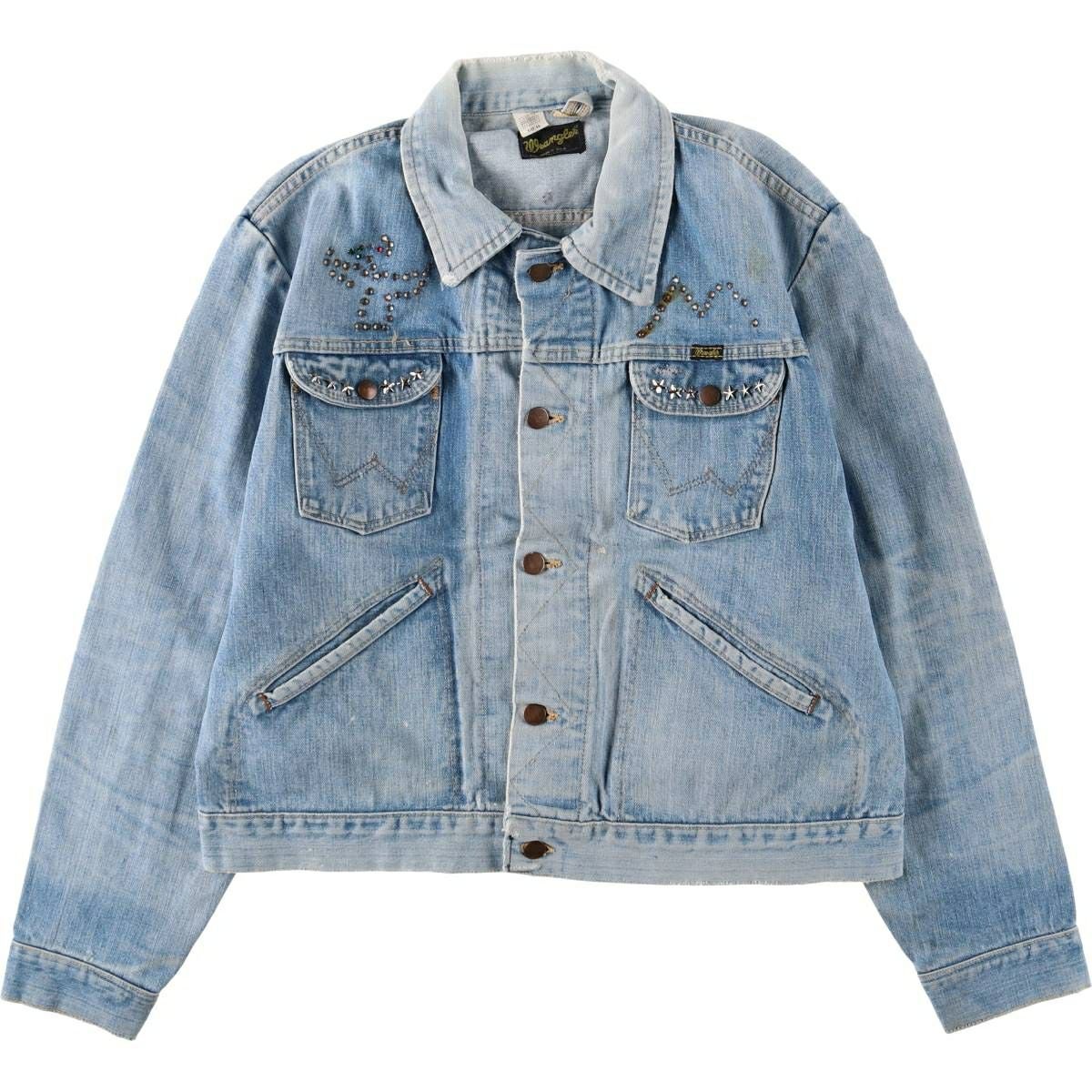 70〜80s Wrangler デニムベスト 古着 70～80年代 ラングラー Wrangler 黒タグ デニムベスト メンズL