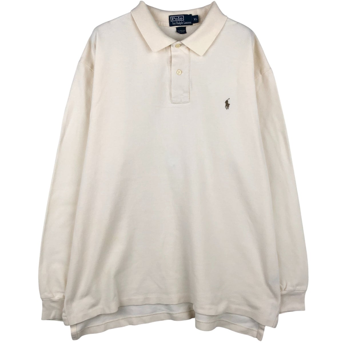 【未使用】POLO RALPH LAUREN 長袖ポロシャツ ホワイト Mサイズ 古着 ラルフローレン Ralph Lauren POLO by Ralph Lauren 長袖