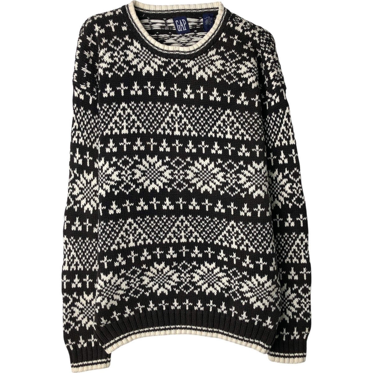 古着 90年代 ギャップ GAP オールドギャップ 総柄 スノー柄 雪柄 ハイネック コットンニットセーター メンズL相当 ヴィンテージ/eaa615165 古着 90年代 ギャップ GAP オールドギャップ 総柄 スノー柄 雪柄