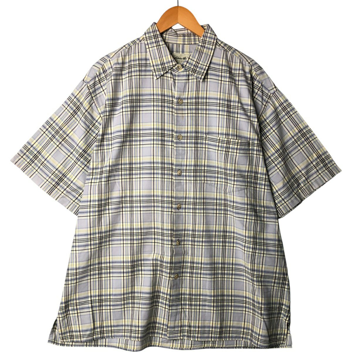 古着 エディーバウアー Eddie Bauer チェック柄 半袖 リネンシャツ