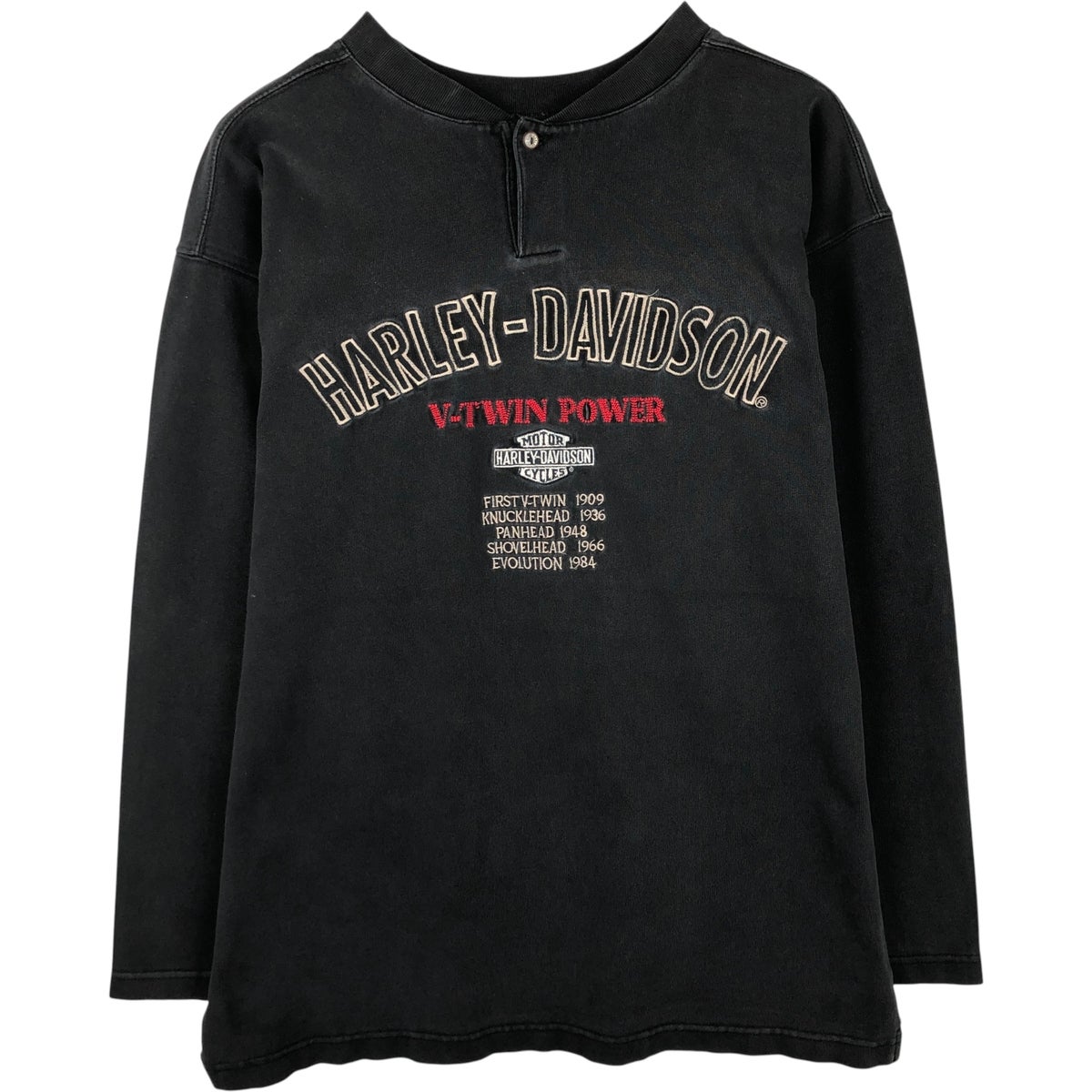 古着 ハーレーダビッドソン Harley-Davidson Vネック 星条旗柄 ロングT