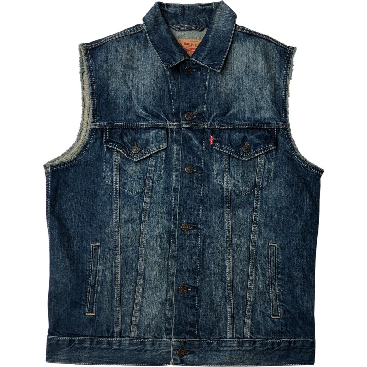 60s LEVI'S リーバイス スエードベスト BigE カットオフ 古着 古着 リーバイス Levis カットオフ デニムベスト メンズL相当