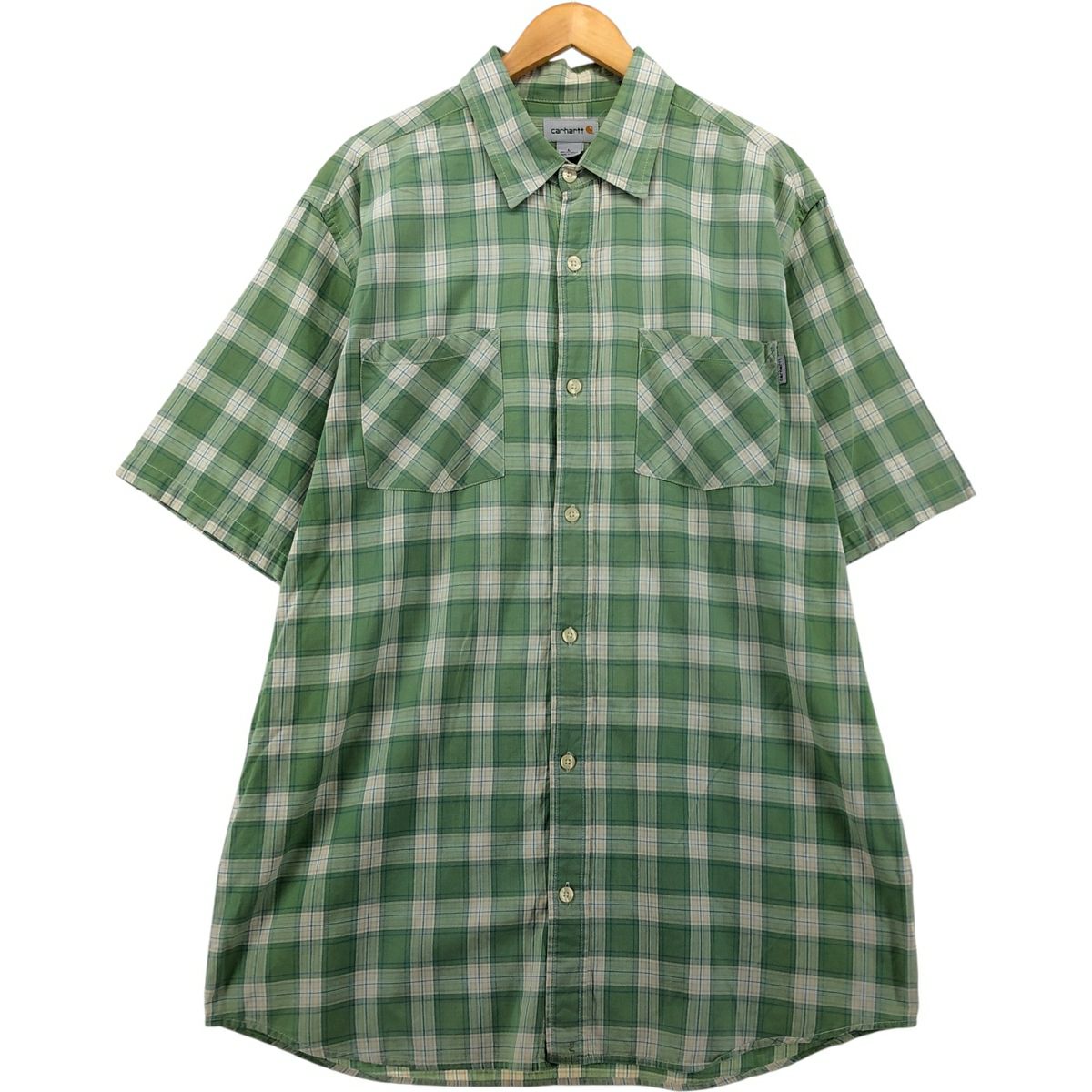 古着 カーハート Carhartt チェック柄 半袖 ワークシャツ メンズM相当