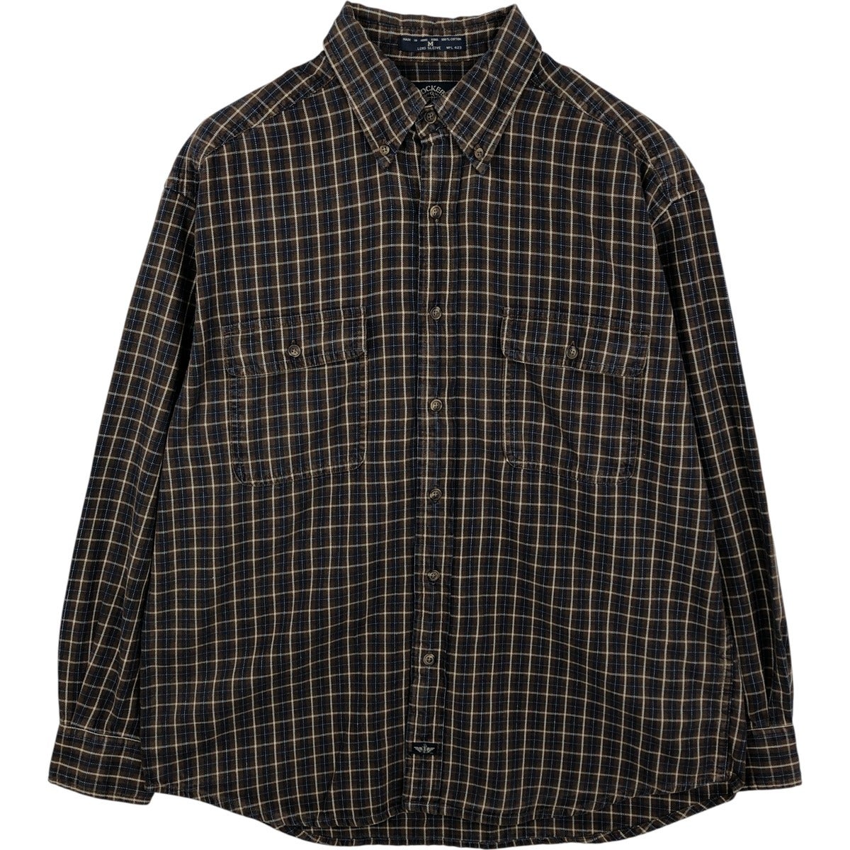 90s DOCKERS ネルシャツ オンブレチェック マチ付き M 古着 90年代 ドッカーズ DOCKERS 長袖 ボタンダウン フランネル