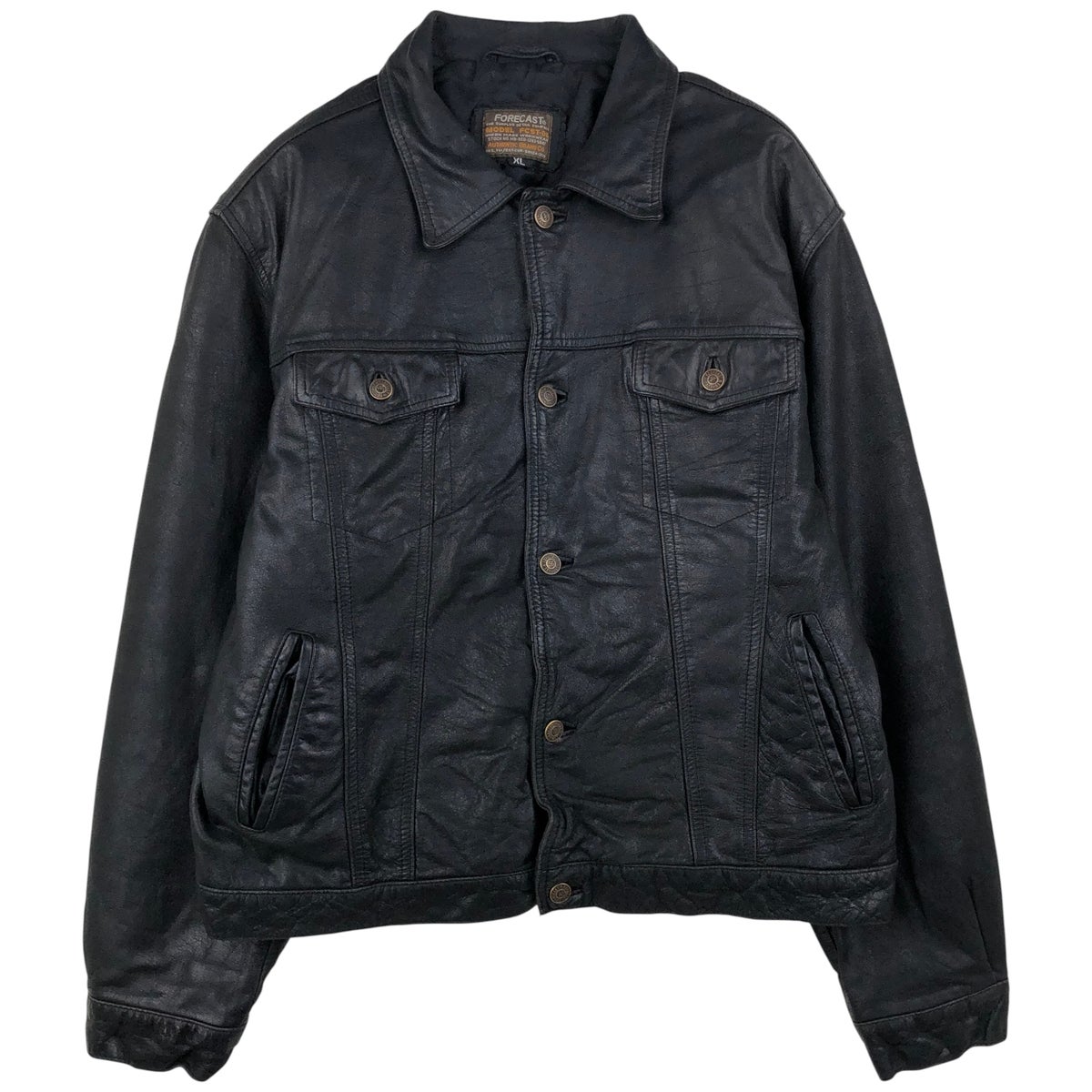 古着 FORECAST トラッカージャケット レザーブルゾン メンズXL相当