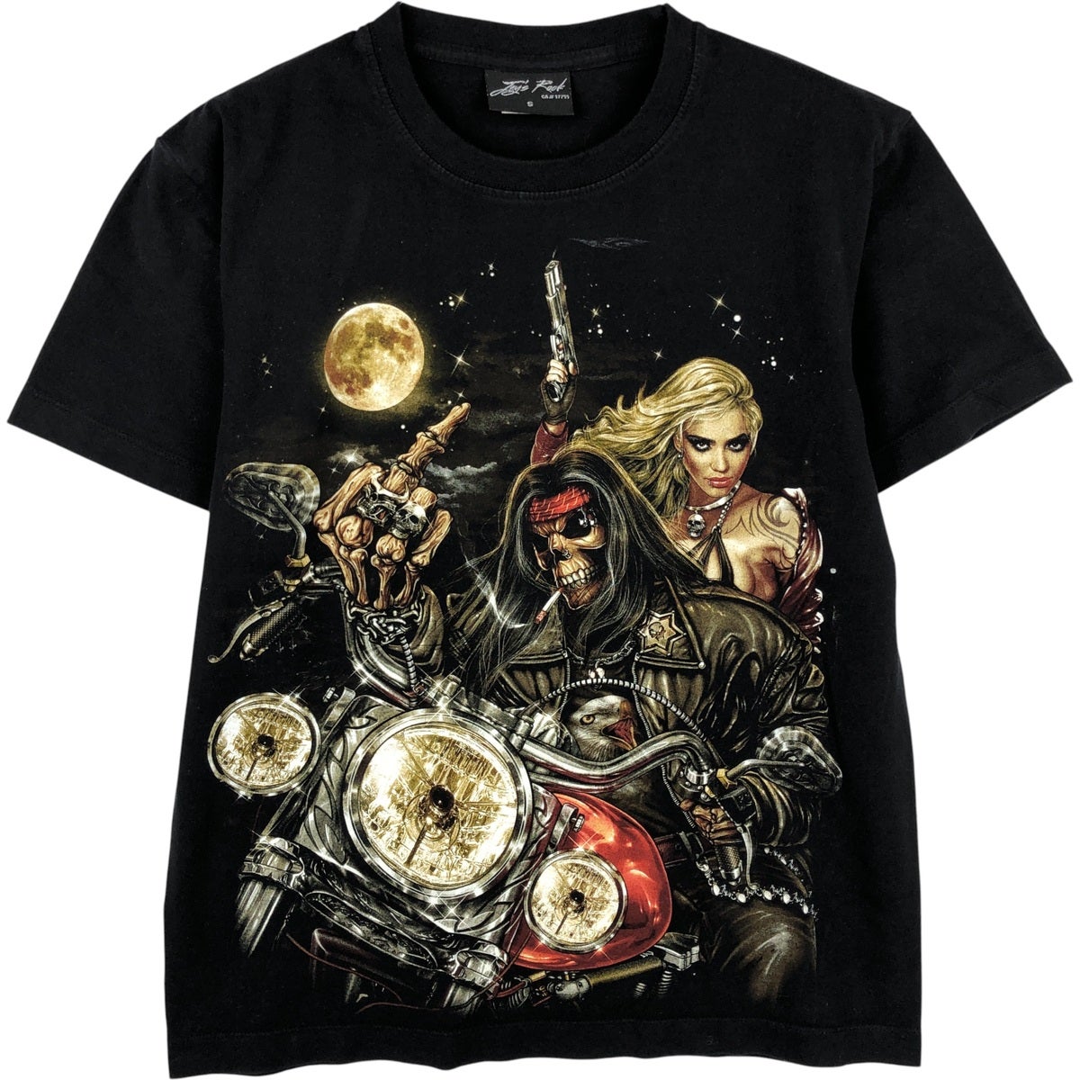 古着 Studio Gem 星条旗柄 オールオーバープリント ラインストーン付き 七分袖 ロングTシャツ ロンT USA製 レディースL相当/eaa635550 古着 Studio Gem 星条旗柄 オールオーバープリント ラインストーン付き