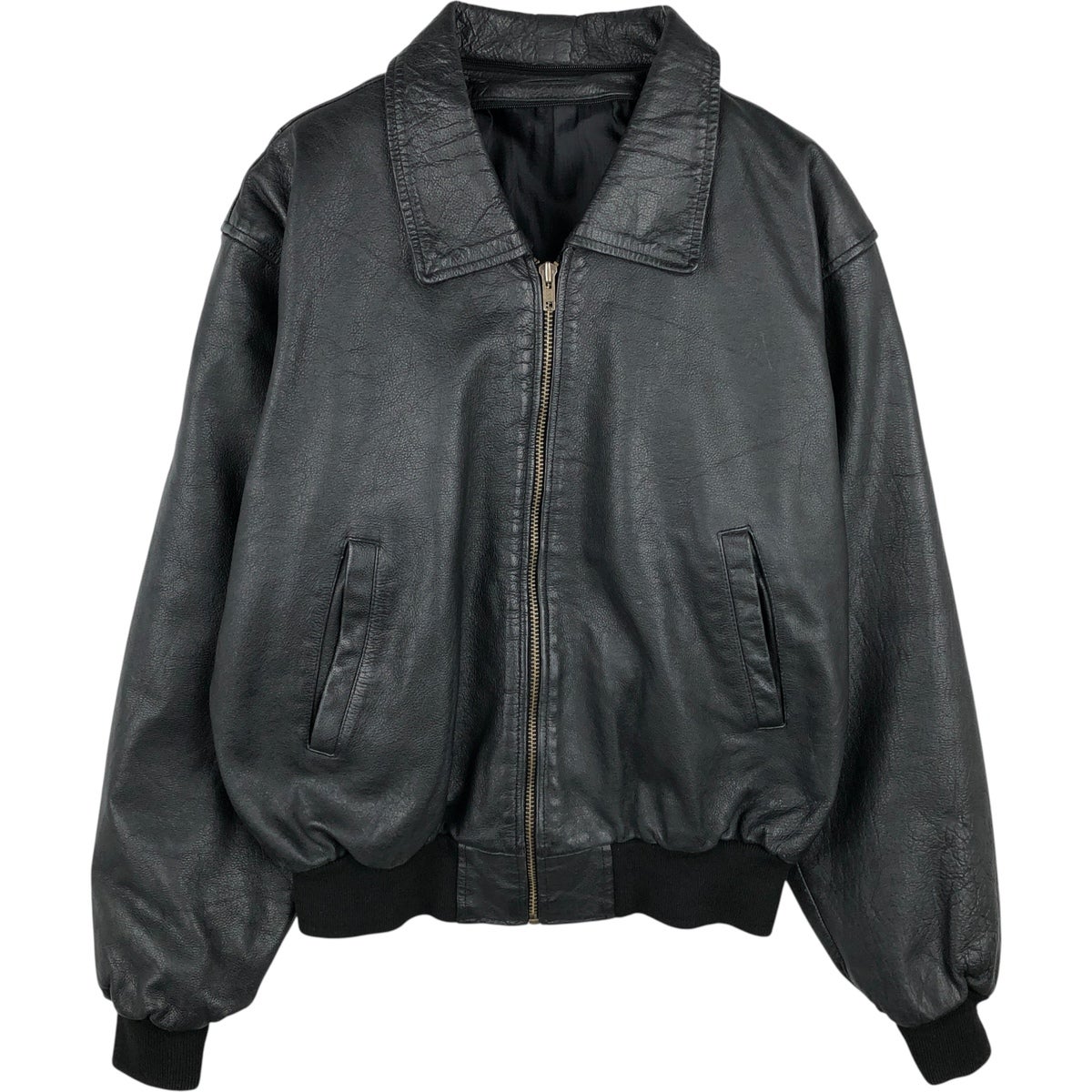 古着 アロー Arrow スイングトップタイプ レザーブルゾン メンズL相当