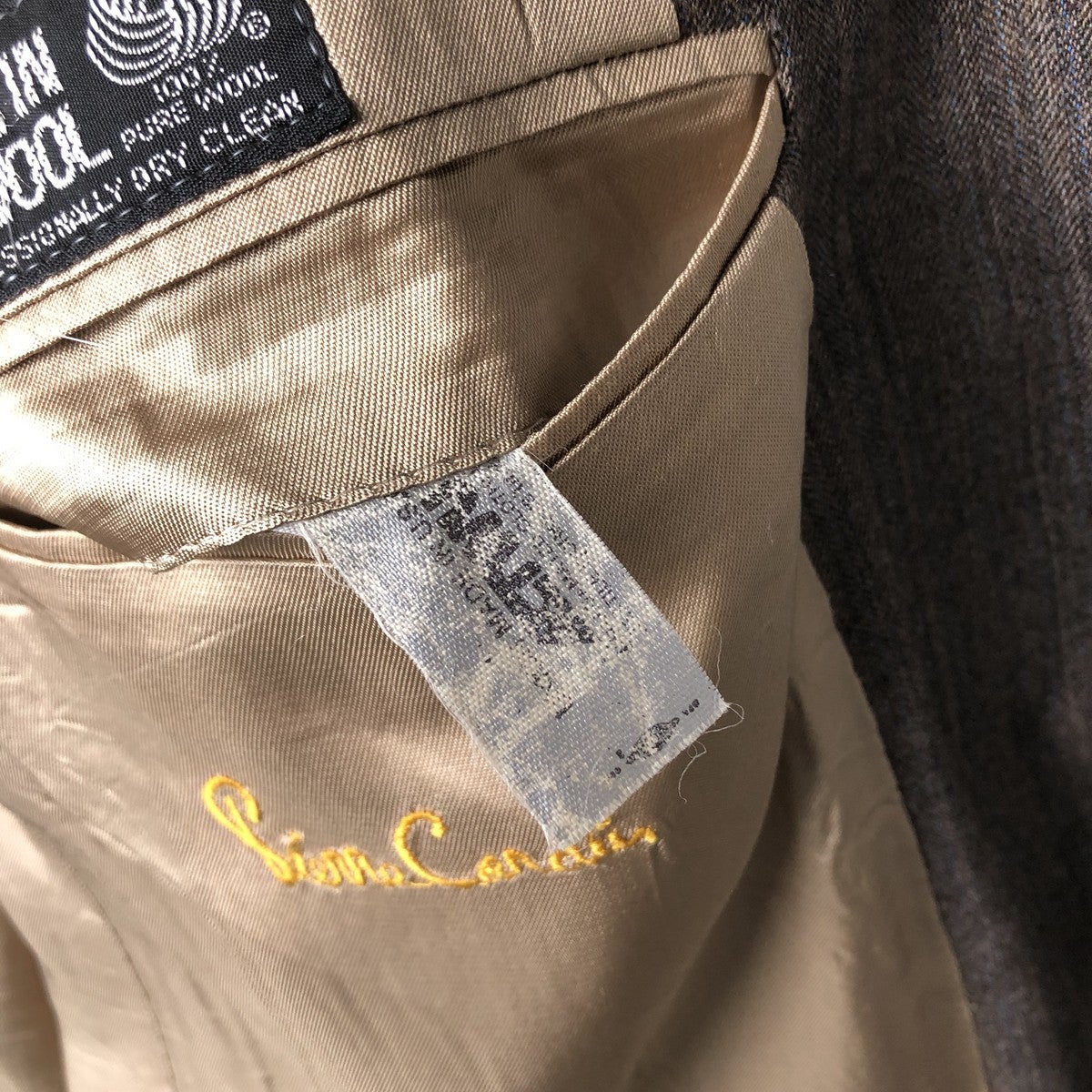 古着 ピエールカルダン Pierre Cardin ヘリンボーン ウールテーラード