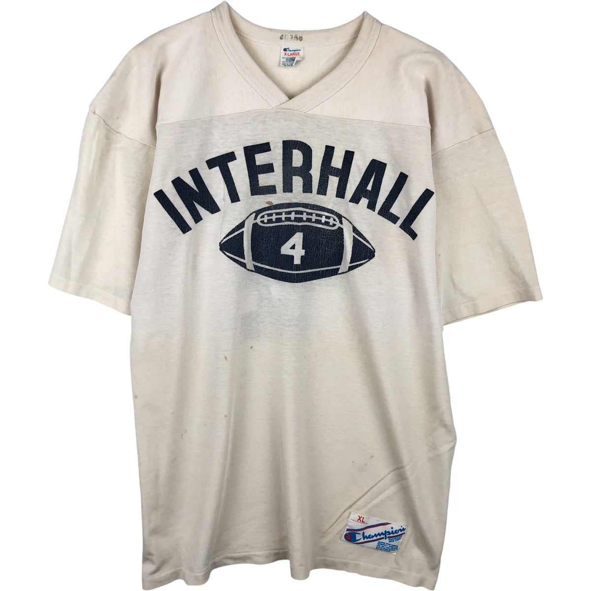 古着 80年代 チャンピオン Champion トリコタグ Vネック フットボールT