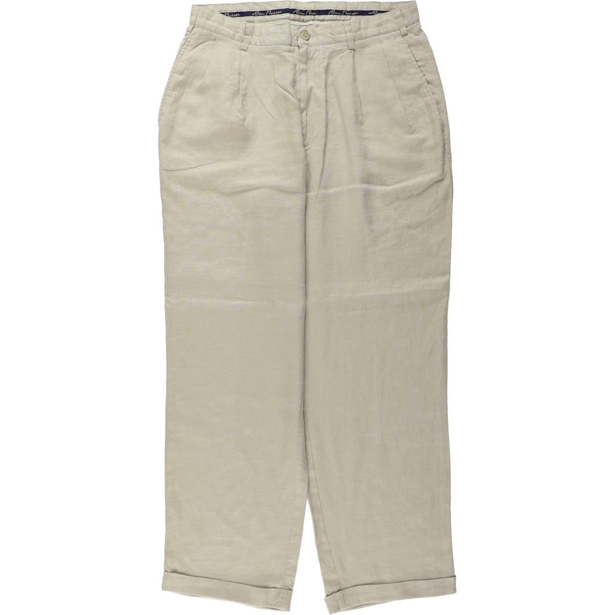 古着 SAVANE ツータック リネン×コットンパンツ スラックス メンズw30