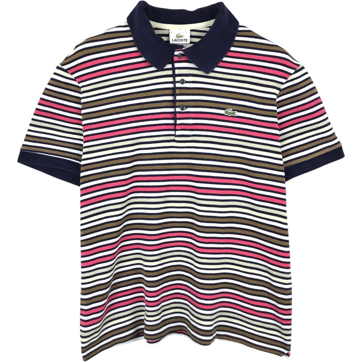 古着 ラコステ LACOSTE マルチボーダー 半袖 ボーダー ポロシャツ