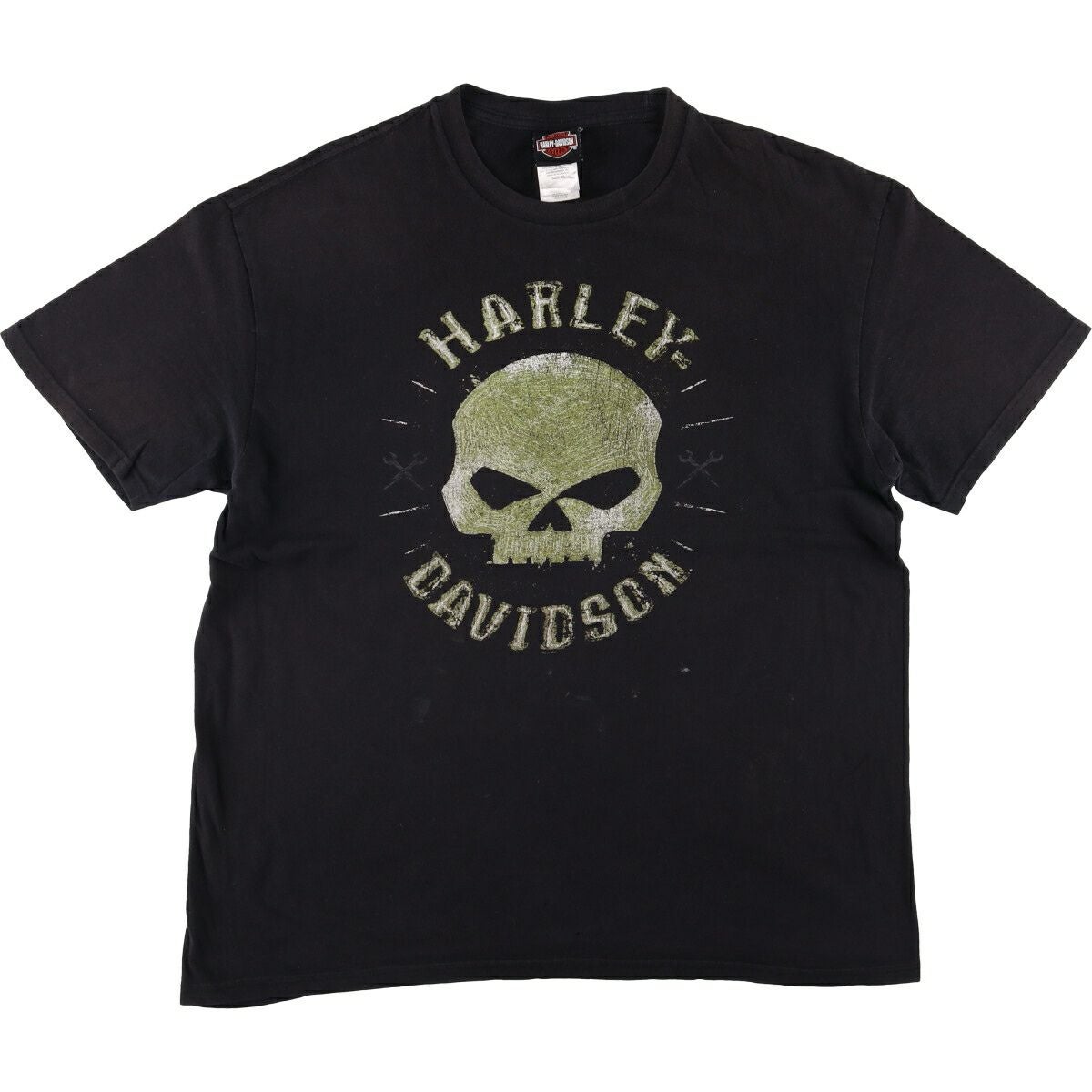 古着 ハーレーダビッドソン Harley-Davidson ドクロ柄 スカル柄 ツートン スリットネック モーターサイクル バイクTシャツ USA製 レディースL相当/eaa635581 古着 ハーレーダビッドソン Harley-Davidson ドクロ柄 スカル柄