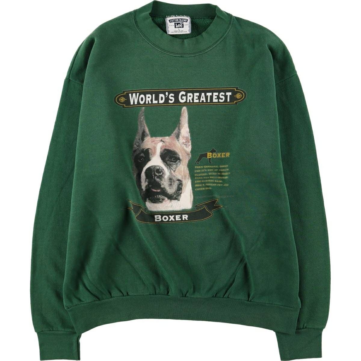 古着 90年代 リー Lee BOXER ボクサー 犬柄 アニマル スウェットシャツ