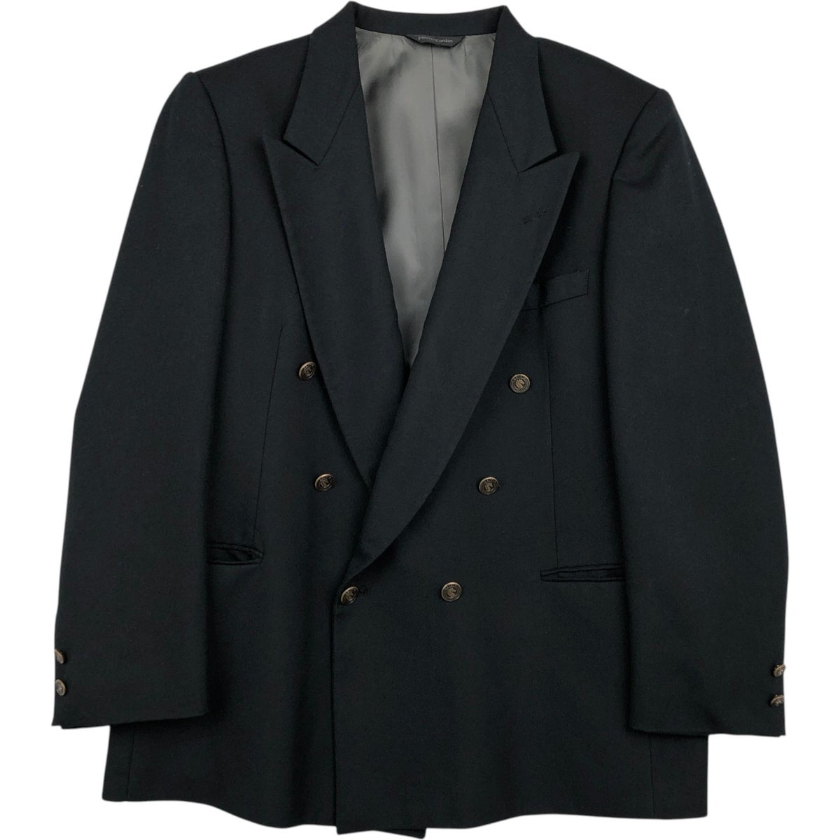 極美品　ピエールカルダン　カシミヤ100　ダブル テーラードジャケット　黒　B4 古着 ピエールカルダン Pierre Cardin ダブルブレスト ピークドラペル