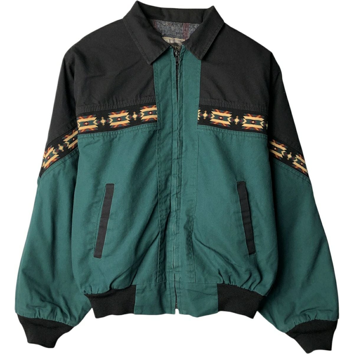 古着 90年代 EXPRESS RIDER ネイティブ柄 ポリ×コットンブルゾン USA製