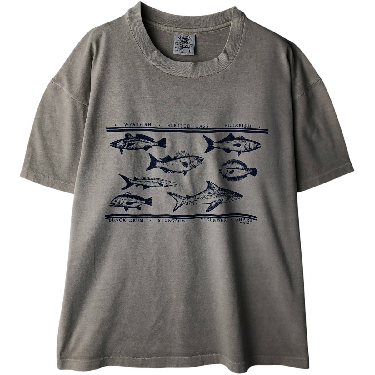 古着 90年代 デルタ DELTA 魚柄 アニマルTシャツ USA製 メンズL相当