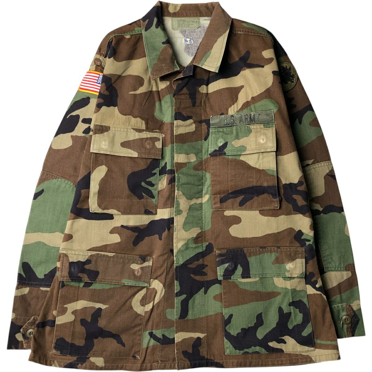 古着 90年代 米軍実品 迷彩柄 ウッドランドカモ 星条旗柄 B.D.U