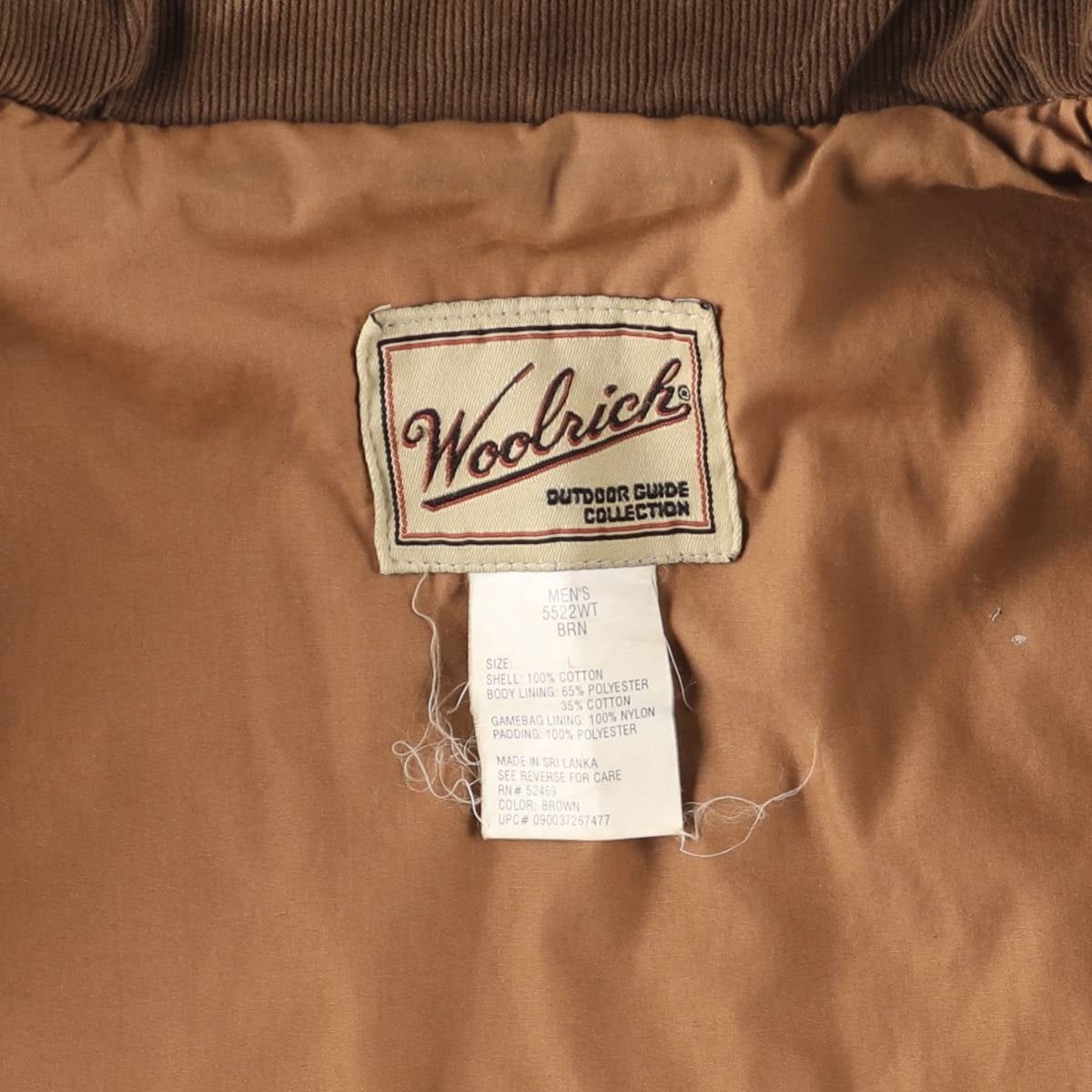 古着 90～00年代 ウールリッチ WOOLRICH 中綿入り ダック ハンティング