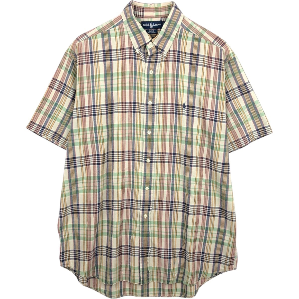 古着 ラルフローレン Ralph Lauren BLAKE パッチワーク 半袖 ボタン