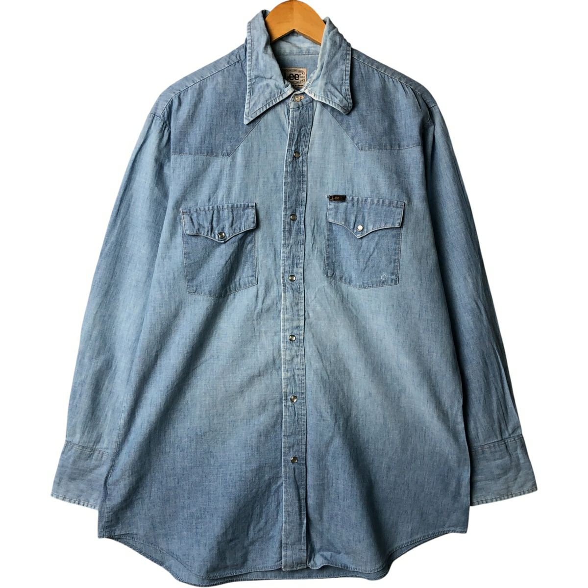 古着 70年代 リー Lee オープンカラー 長袖 デニム ウエスタンシャツ
