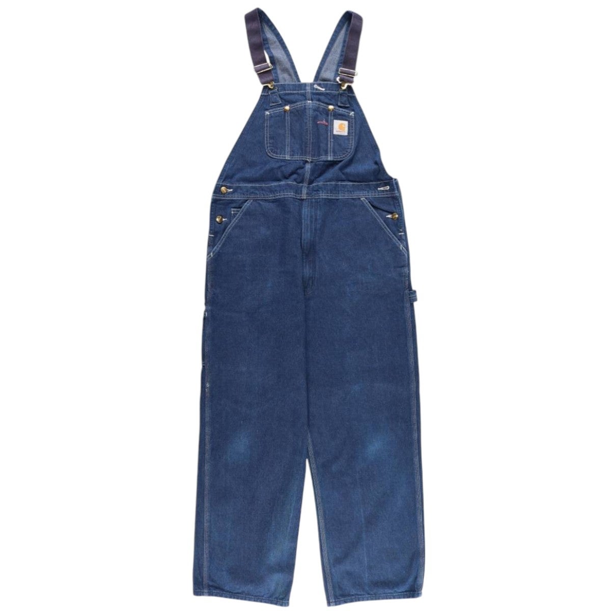 古着 カーハート Carhartt ロゴパッチ デニムオーバーオール メンズw42