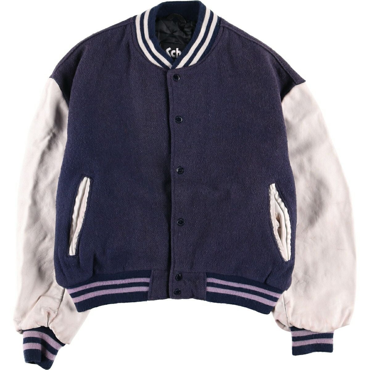 古着 90年代 ショット SCHOTT 中綿入り 袖革ウールボタンスタジャン