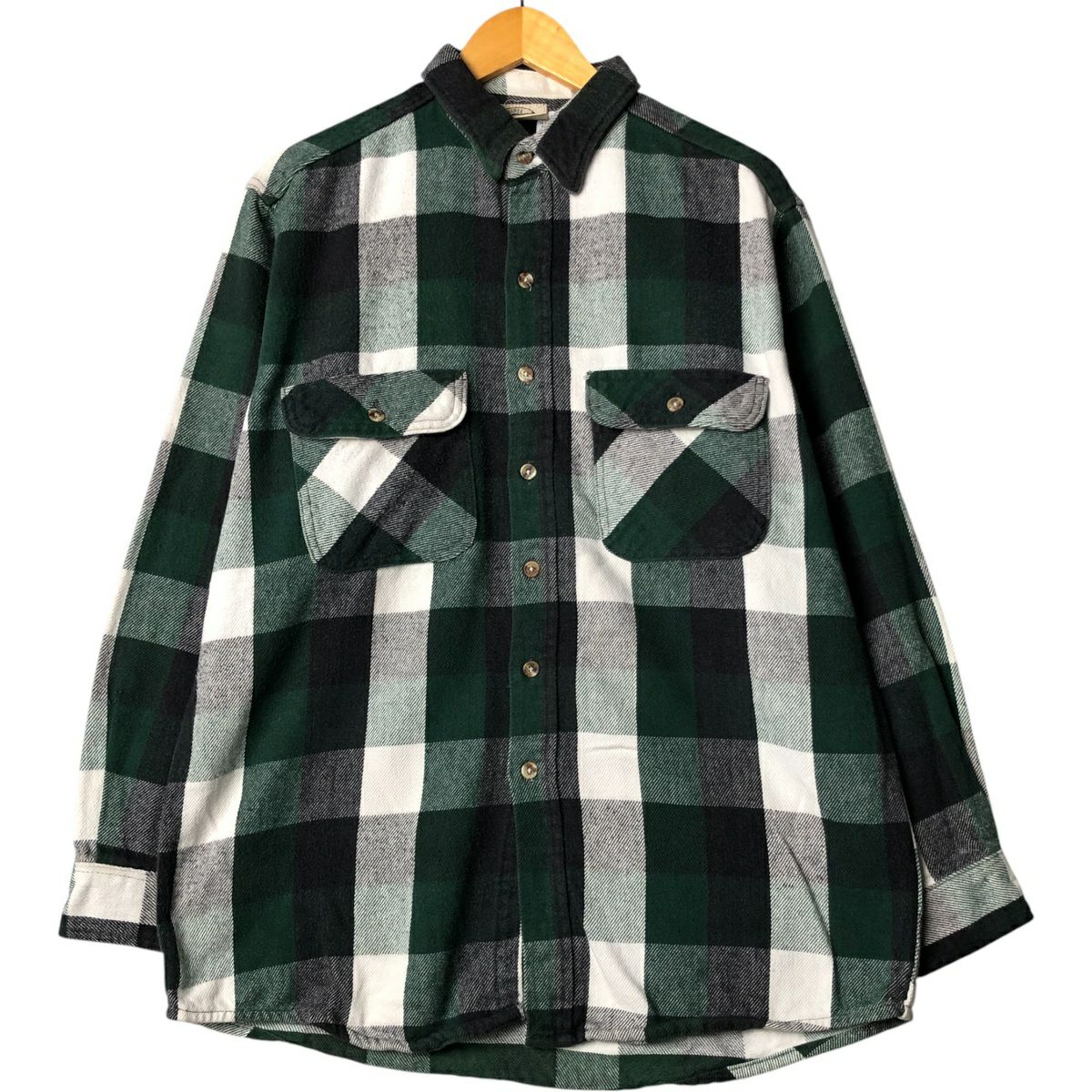 古着 90年代 M.FINE&SONS 長袖 フランネルチェックシャツ メンズL相当