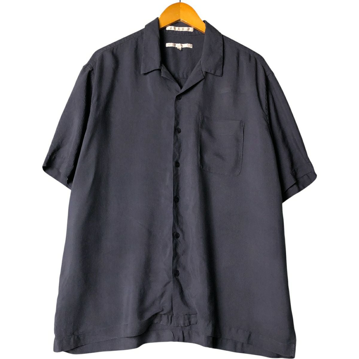 【希少ブラック】90s ペリーエリス シルク100% オープンカラーシャツ L 古着 ペリーエリス PERRY ELLIS 半袖 オープンカラー シルクシャツ