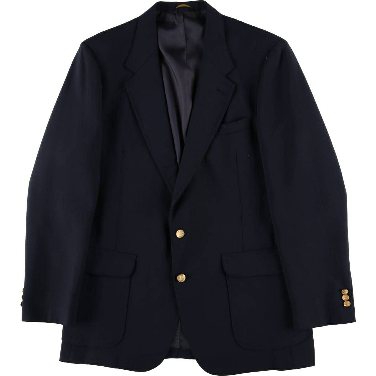 美品　ANIECA　アニーカ　テーラードジャケット　ダブル　ブロンズボタン　濃紺 古着 紺ブレザー テーラードジャケット USA製 メンズL相当 /eaa525388