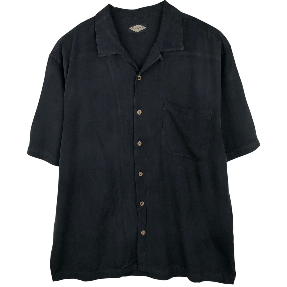 90s Jos.A.Bank オープンカラー半袖シャツ シルク 黒ブラック XL 古着 ジョス エー バンク JOS A BANK チェック柄 半袖 オープンカラー