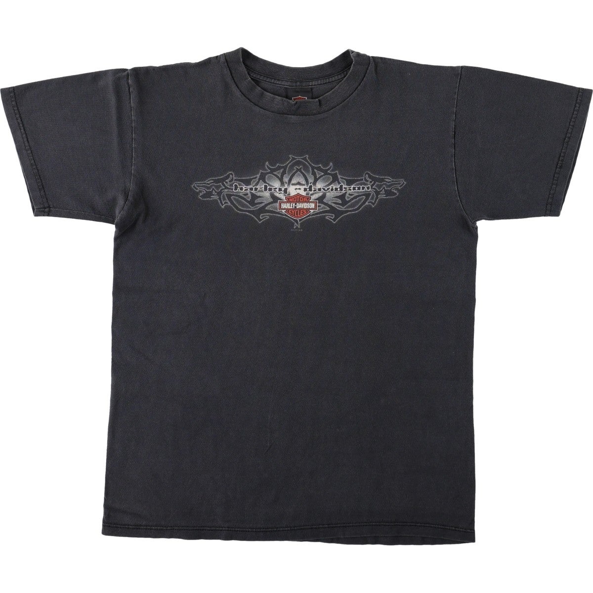  Tシャツ USAファイヤーパターンロゴ ブラック M 古着 00年代 ハーレーダビッドソン Harley-Davidson ファイヤー