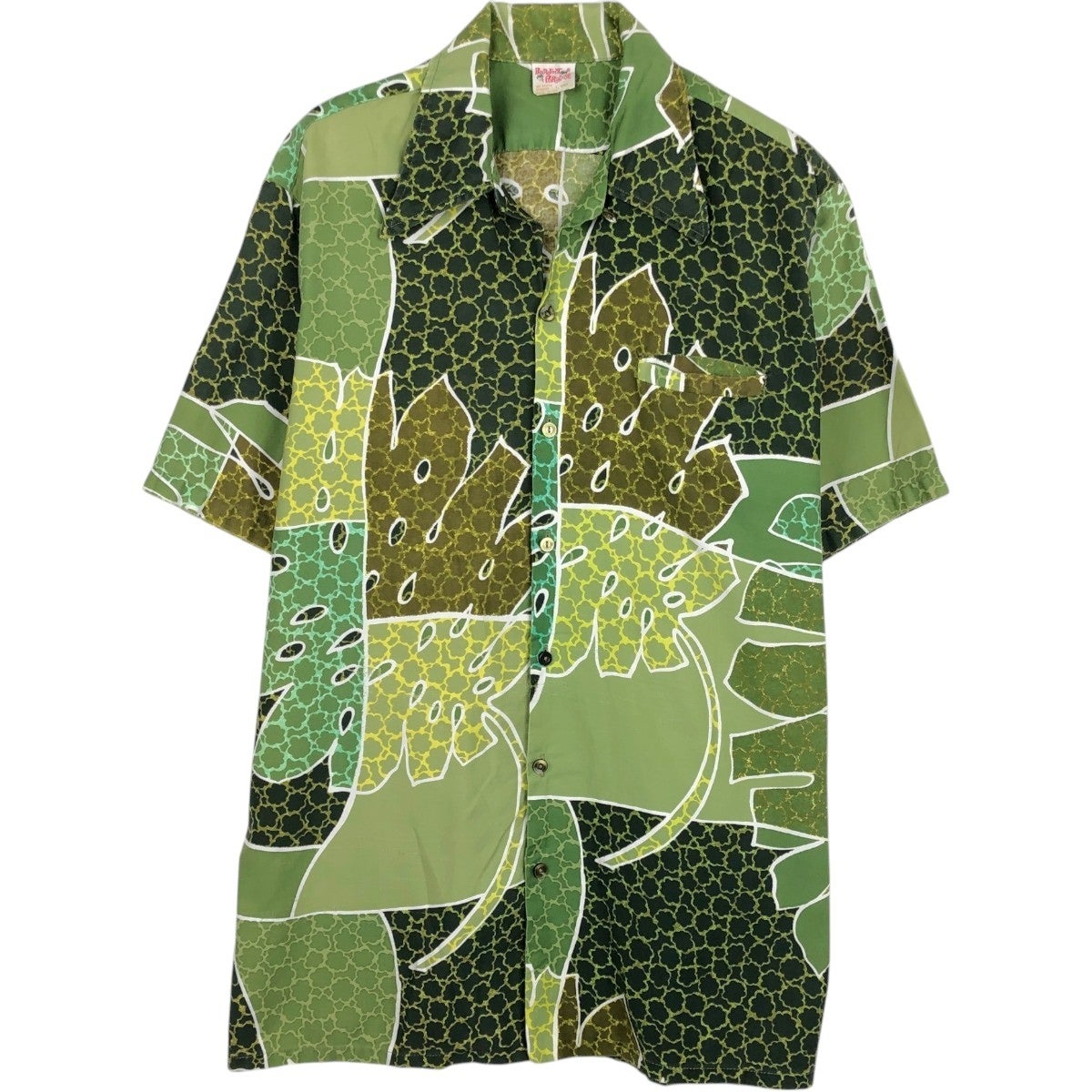 古着 ステューシー STUSSY 総柄 ボタニカル柄 オープンカラー レーヨン