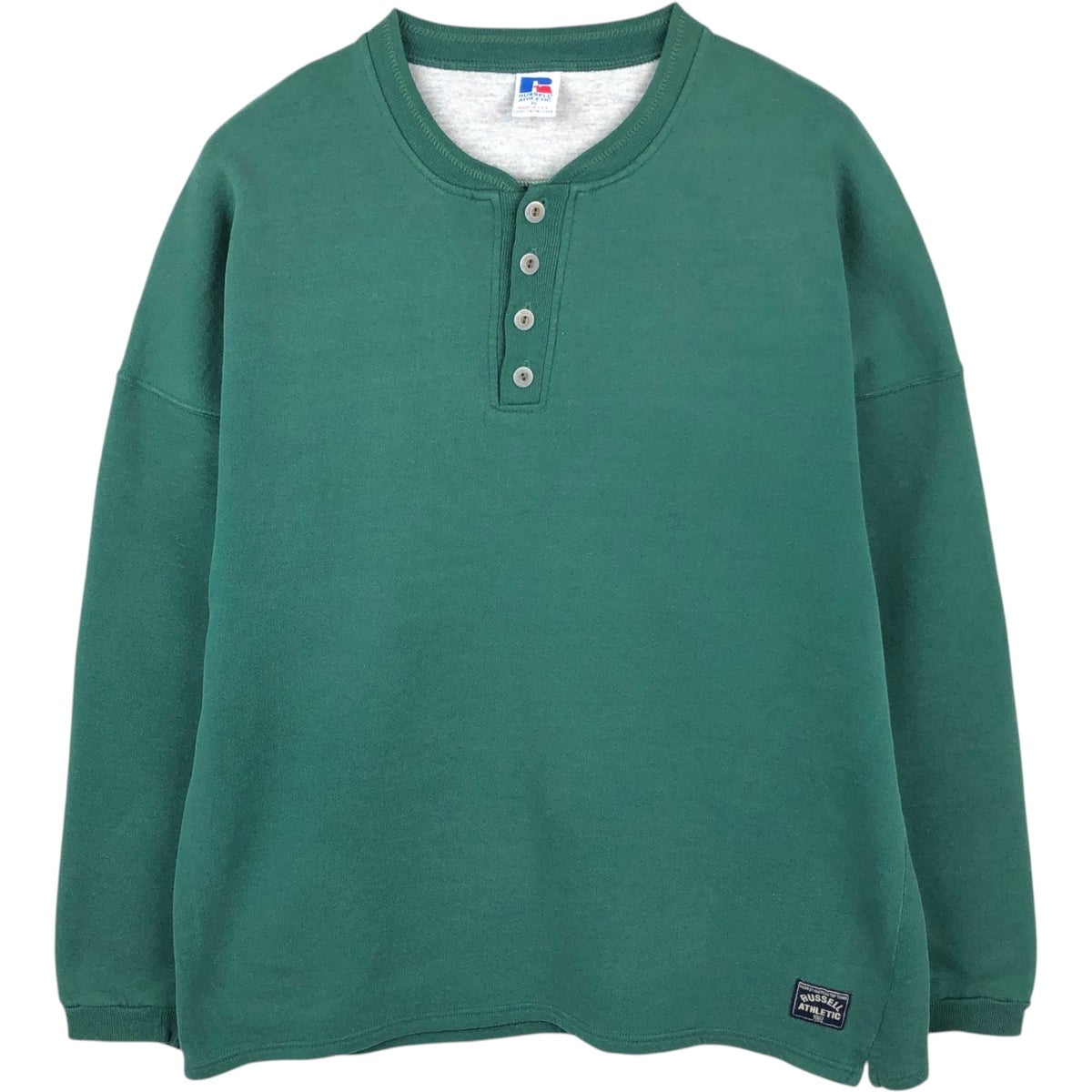古着 90年代 ラッセル Russell 無地ヘンリーネックTシャツ メンズL相当