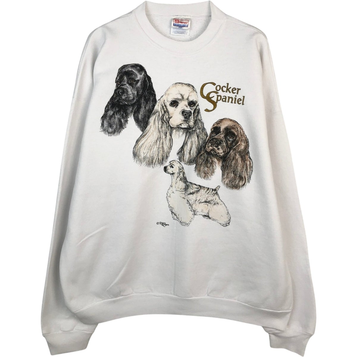 古着 90年代 ヘインズ Hanes COMFORTBLEND 犬柄 アニマル スウェット