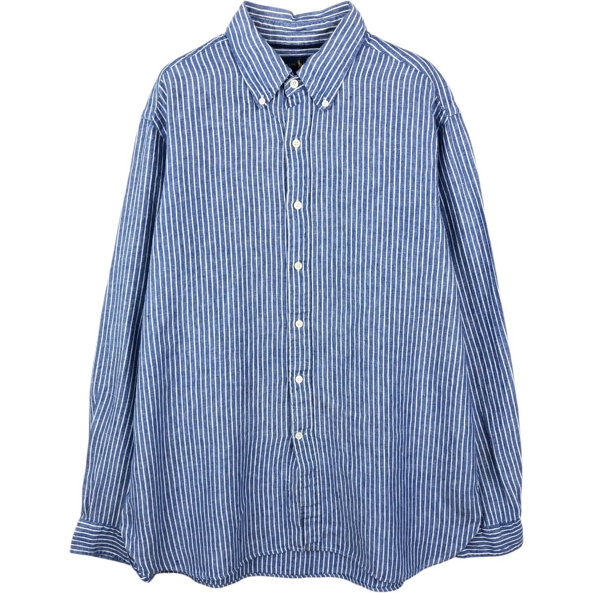 古着 ラルフローレン Ralph Lauren ストライプ柄 長袖 リネン ボタン