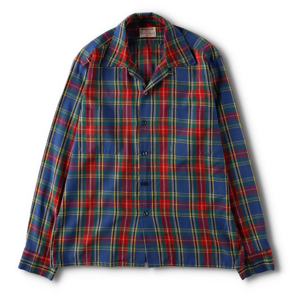 70年代 McGREGOR マックレガーチェックシャツ 古着 60～70年代 マックレガー McGREGOR オープンカラー 長袖 チェック